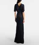 Satin Flutter Sleeve Dress