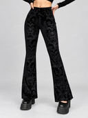 Floral Jacquard Velvet Flare Pants
