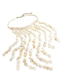 Mother of Pearl Disc Fringe Statement Necklace