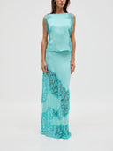 Elegant Lace Trim Sleeveless Satin Two-Piece Set