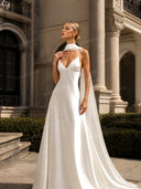 Elegant Satin Scarf Maxi Dress