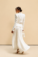 Short Blazer Top And Pleated Skirt Set