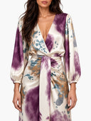 Elegant Watercolor Print Satin High-Waist Maxi Skirt