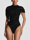 Sexy Ruched Draped Top & Mini Skirt Two Piece Set
