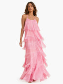 Elegant One-Shoulder Backless Tiered Fringe Maxi Dress
