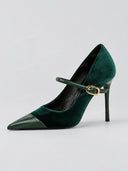 Buckle Strap Cap Toe Stiletto Pumps