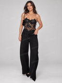 Floral Lace Camisole Top Wide Leg Pants Two Piece Set