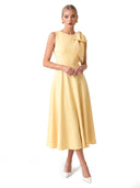 Elegant Sleeveless Bow Detail Slim-Fit Midi Dress