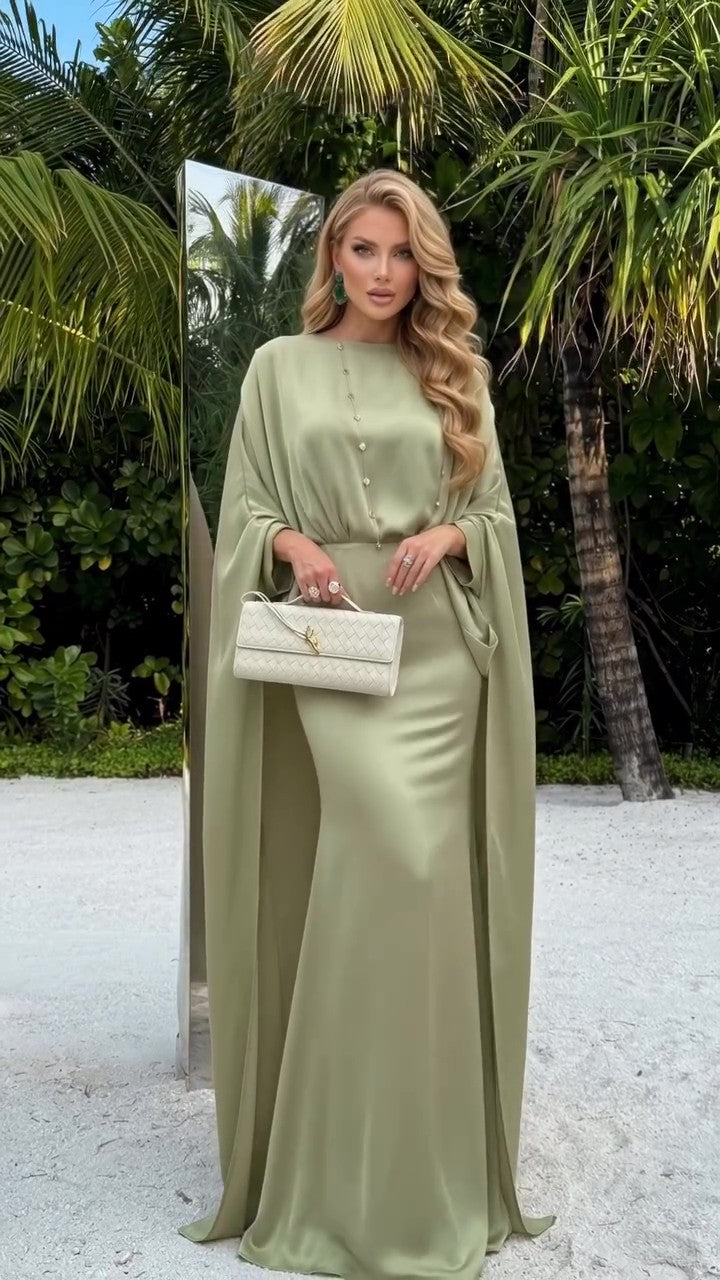Luxury Minimalist Draped Maxi Dress