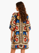 Bohemian Style Ethnic Print Short-sleeved Mini Dress