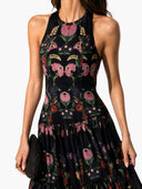 Elegant Backless Printed Layered Chiffon Flowing Maxi Dress