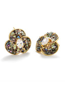 Shell Inlay Crystal Flower Stud Earrings