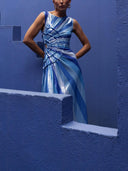 Sequin Diagonal Stripe Cut-Out Waist Maxi Dress