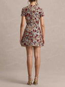 Elegant Multicolor Floral Sequin Mini Dress
