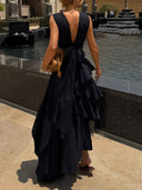 Elegant Crop Top & Tiered Asymmetrical Skirt Two-Piece Set
