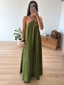 Elegant Beaded Halter Neck Flowy Maxi Dress