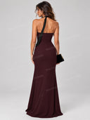 Sequin Embellished Plunge Neck Maxi Dress