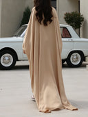 Elegant Satin Batwing Sleeve Top Two-Piece Set