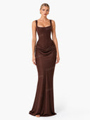 Sling Slim Fit Pleated Maxi Dress