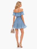 Off-Shoulder Ruffled Trim Mini Dress
