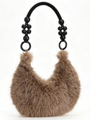 Stylish Beaded Plush Handbag