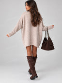 Oversized Pocket Knit Sweater Mini Dress