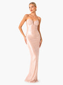 Elegant Strapless Sequin Mermaid Maxi Dress