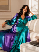 Luxury Satin Gradient V-Neck Maxi Dress
