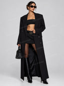 Elegant Double Breasted Tailored Maxi Blazer Coat