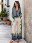 Unique Geometric Print Satin Two-piece Set