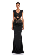 Sexy Lace Corset Top & Draped Maxi Skirt Set