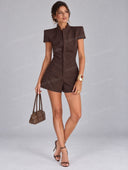 Structured Short Sleeve Tailored Romper