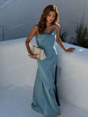Sexy Elegant Satin Side High Slit Maxi Dress