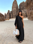 Elegant One-Shoulder Satin Maxi Dress