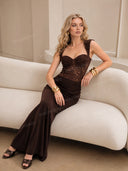 Sexy Sweetheart Lace Waist-Cinched Mermaid Maxi Dress