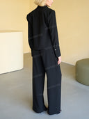Modern Draped Cowl Neck Top & Wide Leg Pants Set