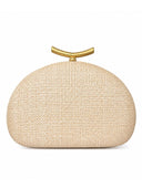 Fashion Half-Moon Woven Straw Clutch Bag