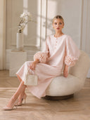 Elegant Floral Cuff Button-Front Midi Dress
