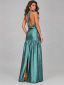 Elegant Halter Top & Drop Waist Maxi Skirt Two Piece Set