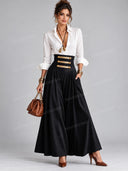 Elegant Shirt Top & High Waist Maxi Skirt Two Piece Set