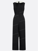 Contrast Lapel Sleeveless Wide Leg Jumpsuit