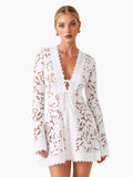 Exquisite Lace Deep V-Neck Mini Dress