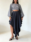 Elegant Reversible Plaid Crop Top & Asymmetrical Midi Skirt Two-Piece Set