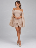 Sexy Off Shoulder Ruched Balloon Sleeve Mini Dress