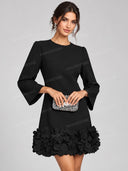 Elegant Bell Sleeve Prom Mini Dress