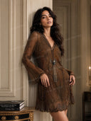 Exquisite Sequin Wavy Hemline Mini Dress