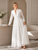 Casual Long-sleeved Pleated Maxi Dress