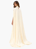 Elegant Satin Cape Sleeve Maxi Dress