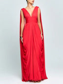 Elegant Draped Chiffon Evening Maxi Dress