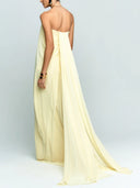 Elegant Strapless A-Line Pleated Maxi Dress